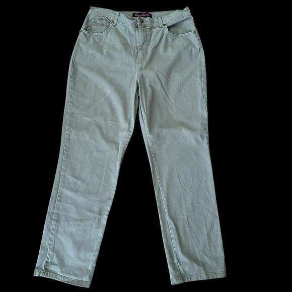Gloria Vanderbilt Women’s High Rise 5 Pocket Design Beige Denim Size 14 Short - Picture 7 of 7